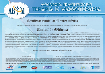 Diploma Academia Brasileira de Terapia e Massoterapia