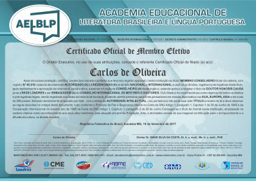 Diploma Academia Educacional de Literatura Brasileira e Língua Portuguesa