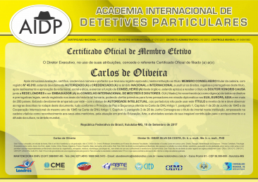Diploma Academia Internacional de Detetives Particulares