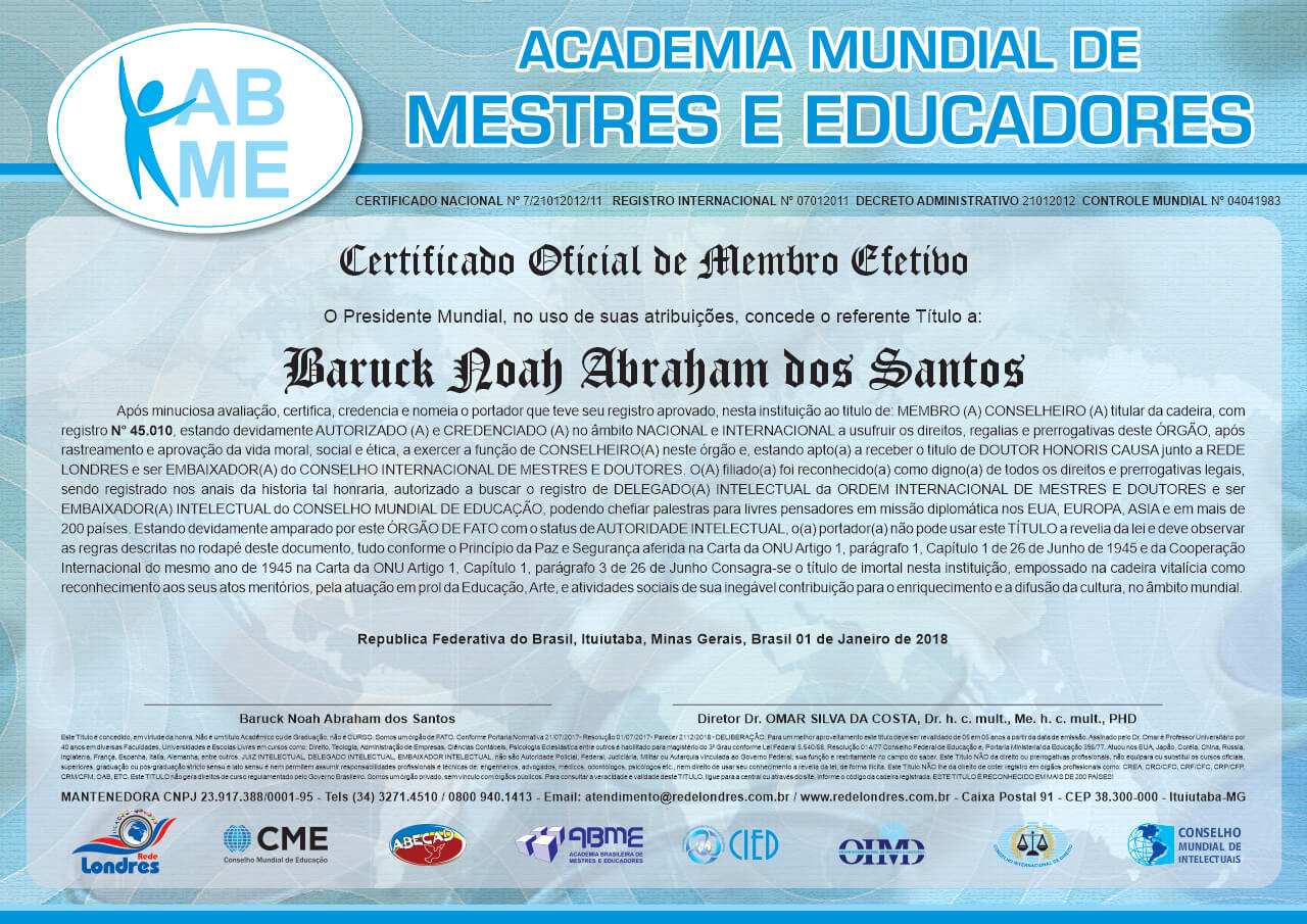 Diploma Academia Mundial de Mestres e Educadores