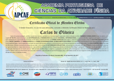 Diploma Academia Portuguesa de Ciências da Atividade Física