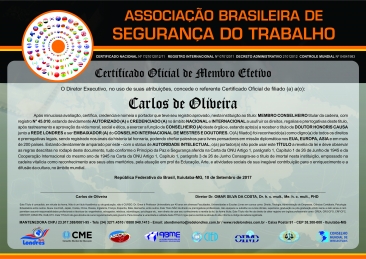 Diploma Associação Brasileira de Segurança do Trabalho