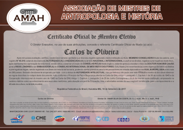 Diploma Associação de Mestres de Antropologia e História
