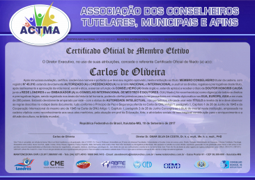 Diploma Associação dos Conselheiros Tutelares, Municipais e Afins