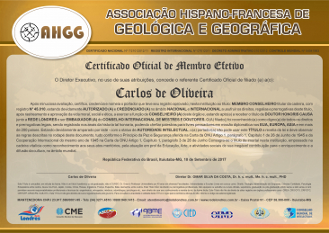 Diploma Associação Hispano-Francesa de Geológica e Geográfica