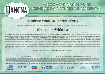 Diploma Associação Nacional de Ciências da Natureza e Ambiental