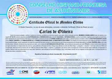 Diploma Conselho Hispano-Francesa de Astrônomos