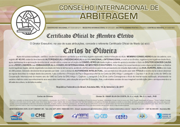 Diploma Conselho Internacional de Arbitragem
