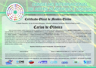 Diploma Conselho Internacional de Artes Plásticas e Visuais