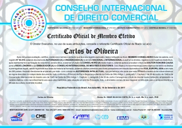 Diploma Conselho Internacional de Direito Comercial