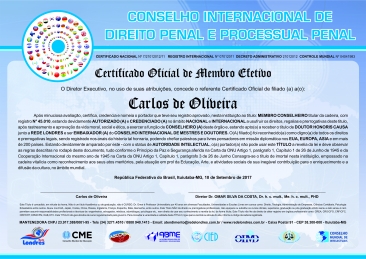 Diploma Conselho Internacional de Direito e Processual Penal