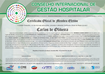 Diploma Conselho Internacional de Gestão Hospitalar