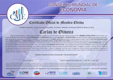Diploma Conselho Mundial de Economia