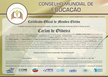 Diploma Conselho Mundial de Educação