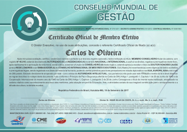 Diploma Conselho Mundial de Gestão