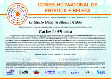 Diploma Conselho Nacional de Estética e Beleza