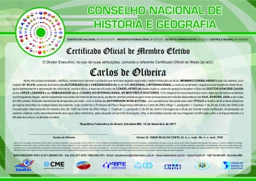 Diploma Conselho Nacional de História e Geografia