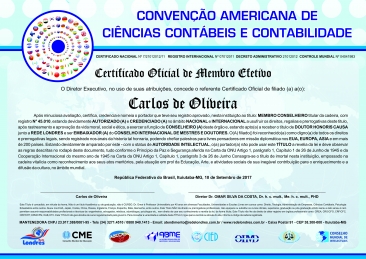Diploma Convenção Americana de Ciências Contábeis e Contabilidade