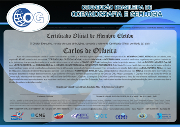 Diploma Convenção Brasileira de Oceanografia e Geologia