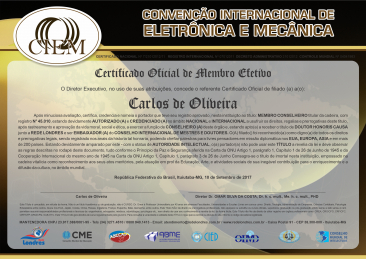 Diploma Convenção Internacional de Eletrônica e Mecânica