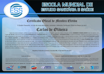 Diploma Escola Mundial de Estudo Sanitária e Saúde
