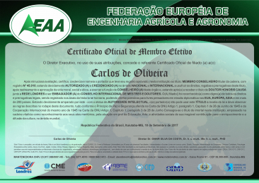 Diploma Federação Européia de Engenharia Agrícola e Agronomia