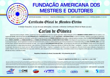Diploma Fundação Americana de Mestres, Doutores e Intelectuais