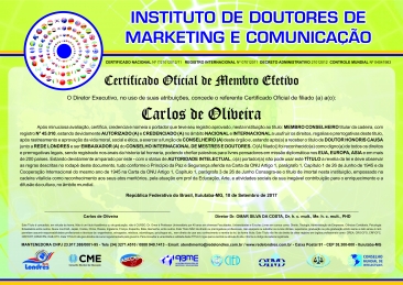 Diploma Instituto de Doutores de Marketing e Comunicação