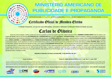 Diploma Ministério Americano de Publicidade e Propaganda