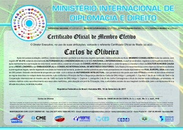 Diploma Ministério Internacional de Diplomacia e Direito