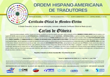 Diploma Ordem Hispano-Americana de Tradutores