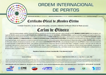 Diploma Ordem Internacional de Peritos