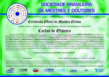 Diploma Sociedade Brasileira de Mestres, Doutores e Intelectuais