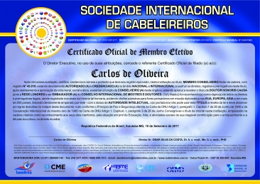 Diploma Sociedade Internacional de Cabeleireiros