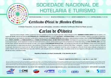 Diploma Sociedade Nacional de Hotelaria e Turismo