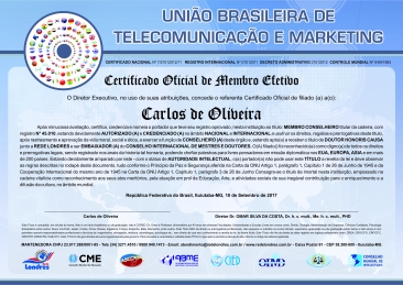 Diploma União Brasileira de Telecomunicação e Marketing